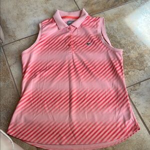 Lacoste Pink and Red Striped Sleeveless Blouse